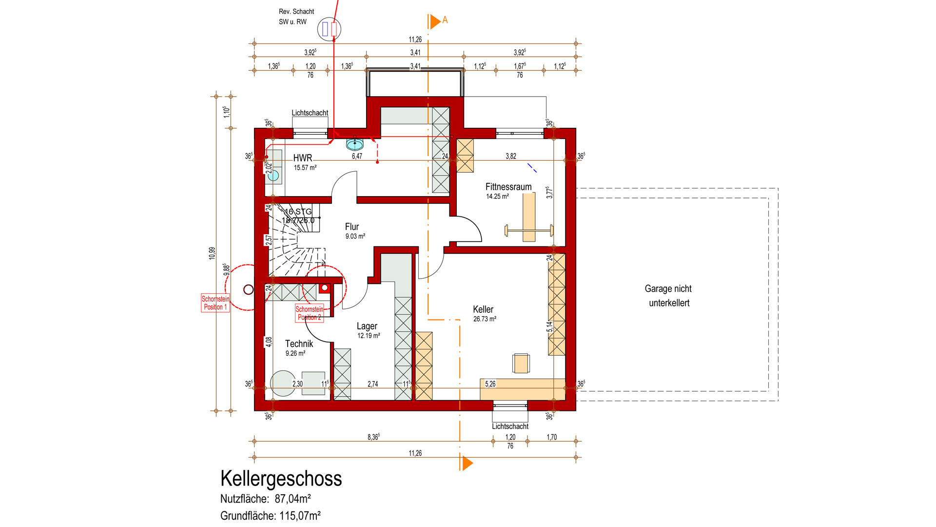 Morsbach: Baugrundstück mit genehmigter Planung, Grundriss - Kellergeschoss